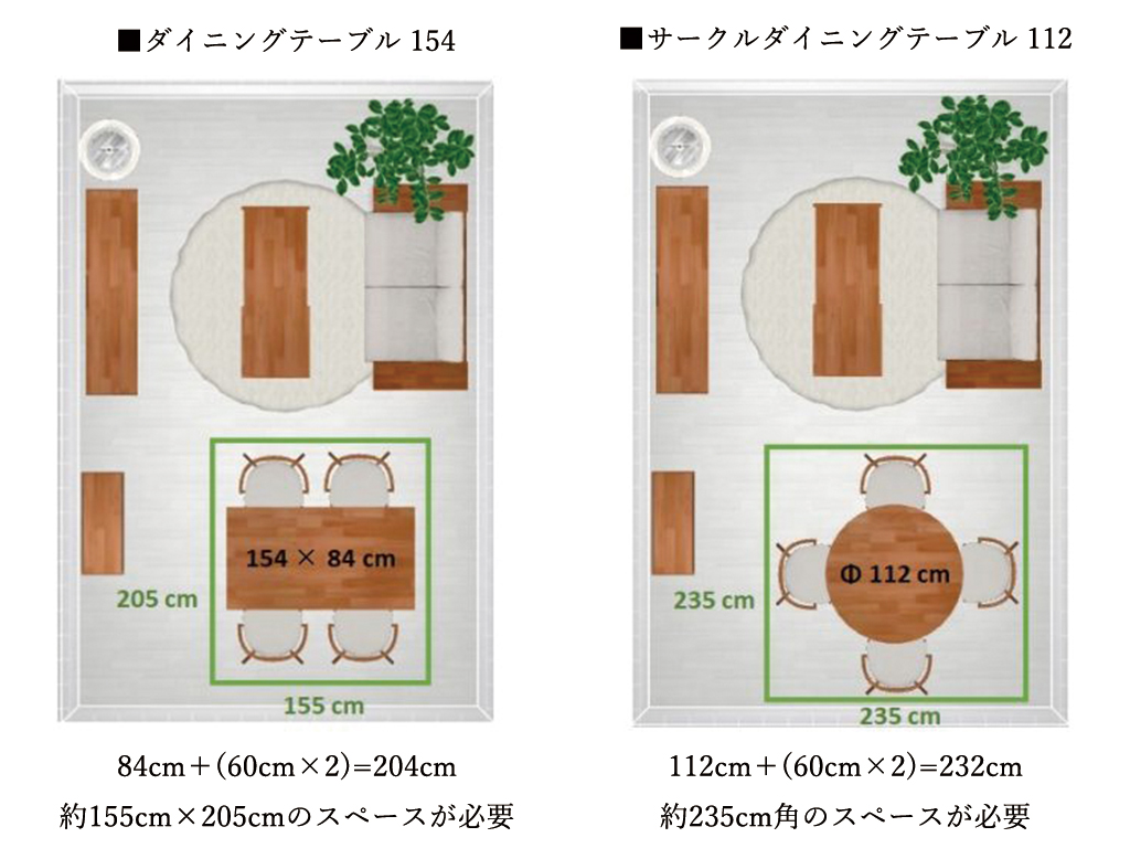 サークルテーブル PURO　設置スペース