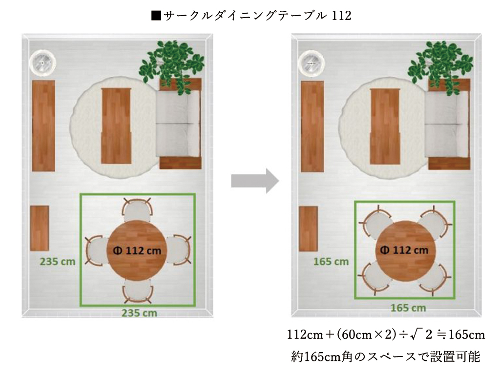 サークルテーブル PURO　設置スペース