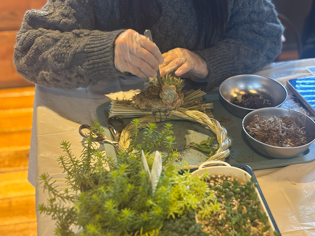 本店「多肉しめ縄リース」ワークショップレポート