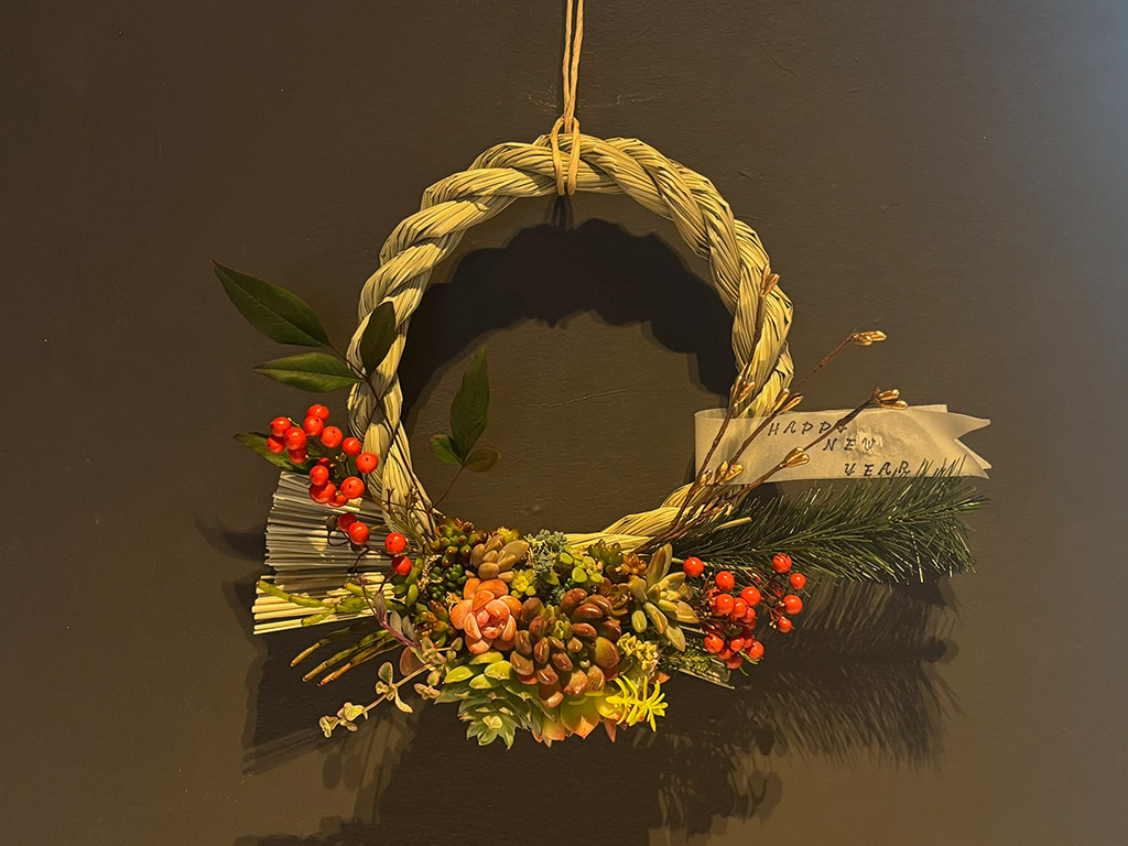 本店「多肉しめ縄リース」ワークショップレポート