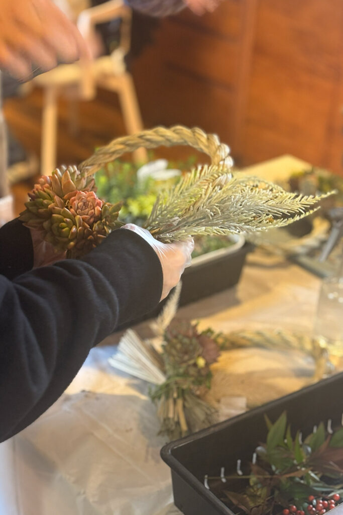 本店「多肉しめ縄リース」ワークショップレポート