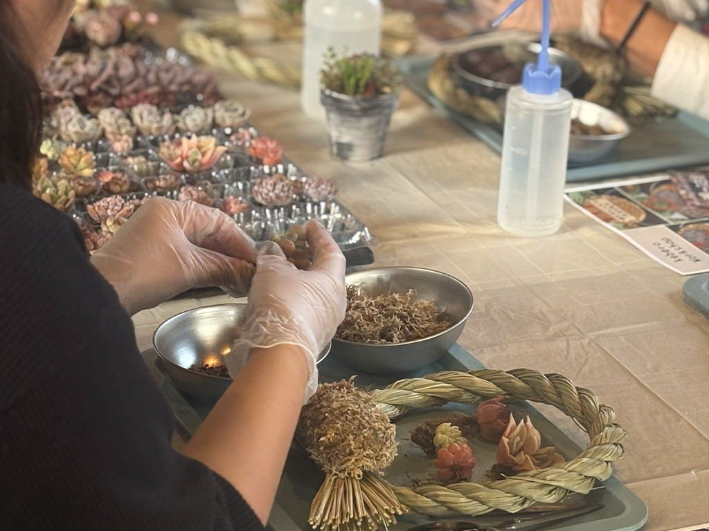 本店「多肉しめ縄リース」ワークショップレポート